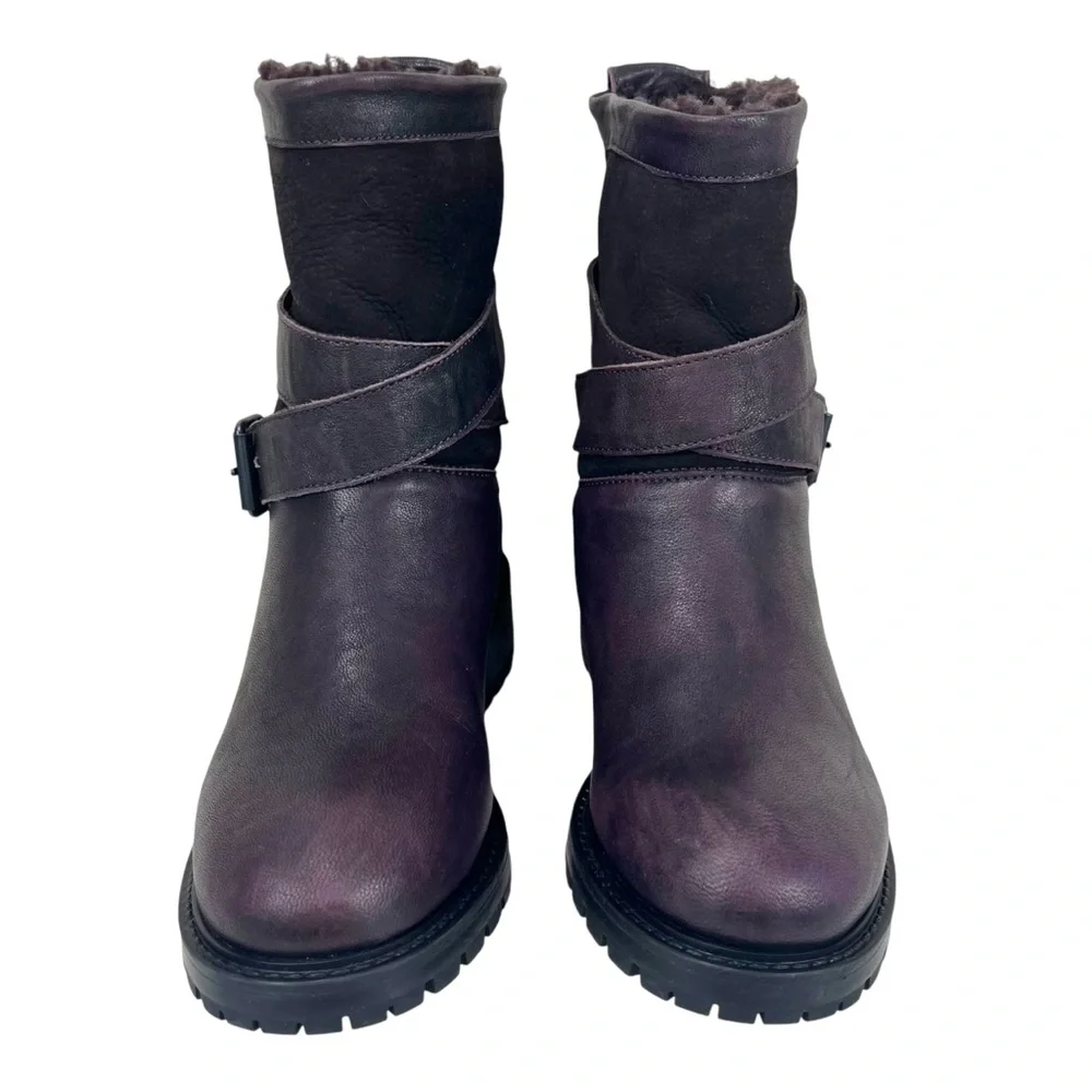 Ross & Snow Women US 5 Emilina Shearling Boots Frosted Winter Plum Made in Italy